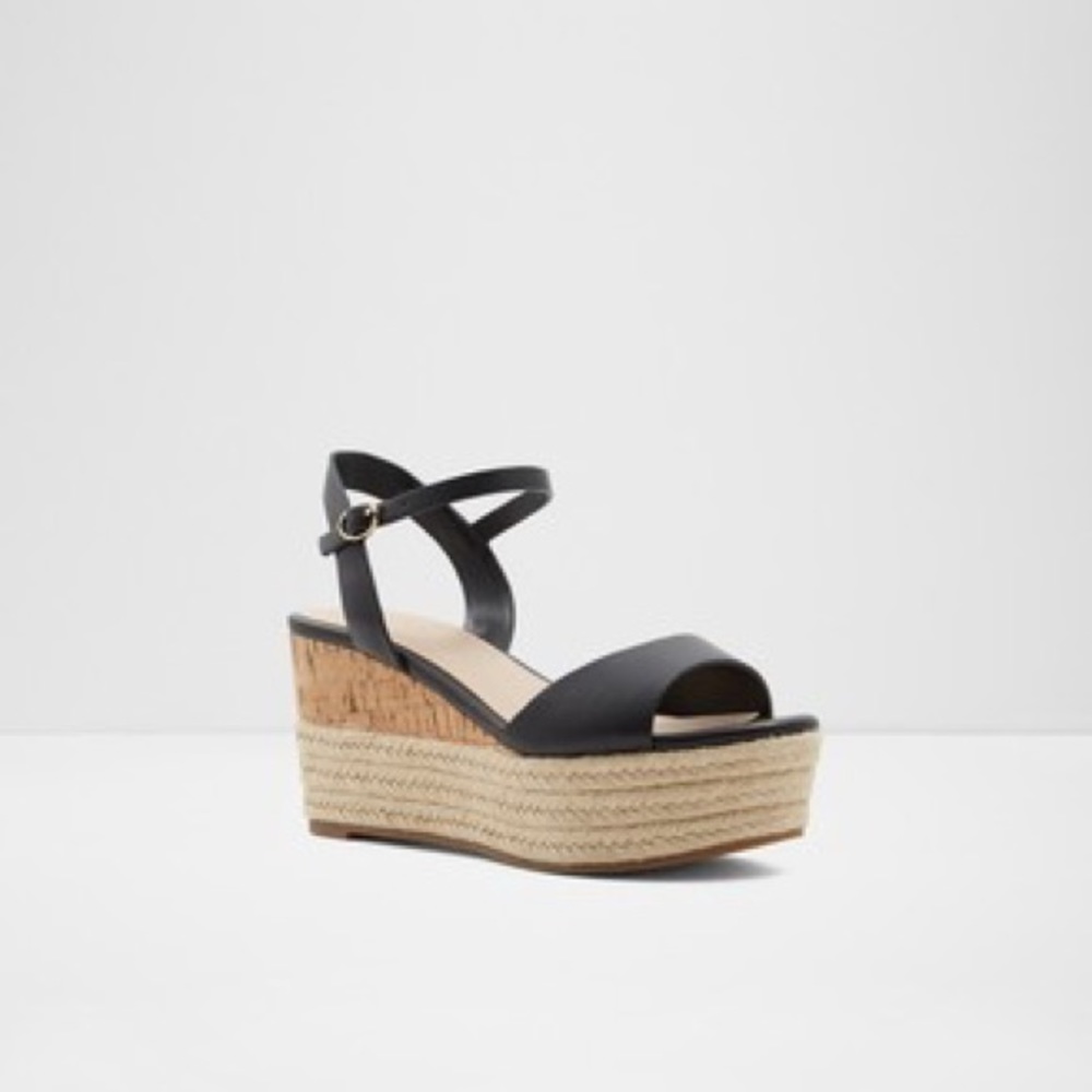 Aldo Black Platform Espadrille Sandals